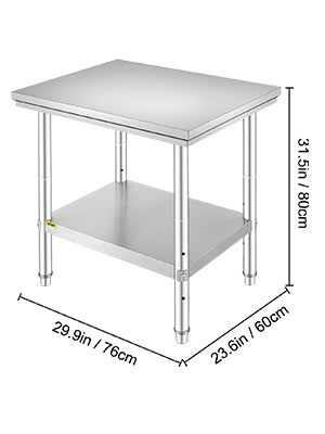 SucceBuy Stainless Steel Kitchen Work Bench – Commercial Catering Worktable with Undershelf | 286–330 LBS | Restaurant & Garage