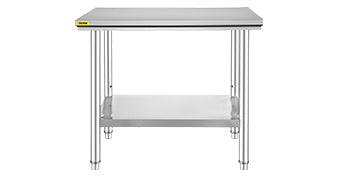 SucceBuy Stainless Steel Kitchen Work Bench – Commercial Catering Worktable with Undershelf | 286–330 LBS | Restaurant & Garage