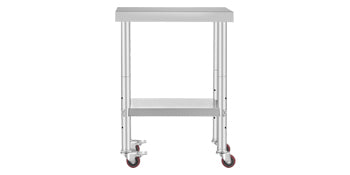 SucceBuy Stainless Steel Commercial Kitchen Worktable – Shelves & Caster Wheels