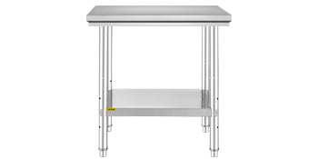 SucceBuy Stainless Steel Kitchen Work Bench – Commercial Catering Worktable with Undershelf | 286–330 LBS | Restaurant & Garage