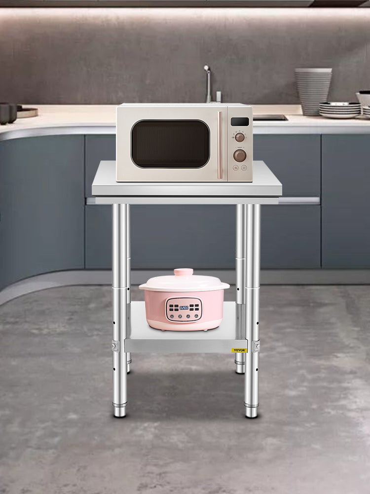SucceBuy Stainless Steel Kitchen Work Bench – Commercial Catering Worktable with Undershelf | 286–330 LBS | Restaurant & Garage