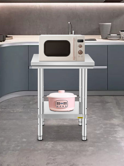 SucceBuy Stainless Steel Kitchen Work Bench – Commercial Catering Worktable with Undershelf | 286–330 LBS | Restaurant & Garage
