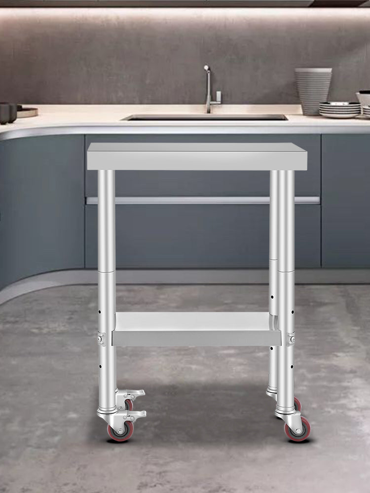 SucceBuy Stainless Steel Commercial Kitchen Worktable – Shelves & Caster Wheels