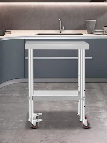 SucceBuy Stainless Steel Commercial Kitchen Worktable – Shelves & Caster Wheels