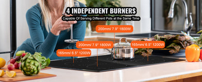 SucceBuy Built-in Induction Cooktop – 2/4/5 Burners, 12–30 inch Ceramic Glass