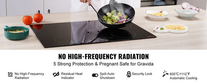 SucceBuy Built-in Induction Cooktop 2/4/5 Burners | 12/24/30in Ceramic Glass, Household & Commercial