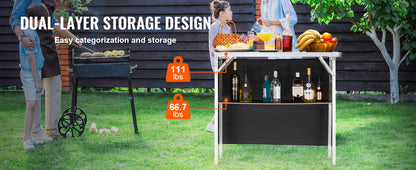 SucceBuy Portable Folding Bar Table | Trade Show Podium with Carrying Case