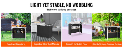 SucceBuy Portable Folding Bar Table | Trade Show Podium with Carrying Case