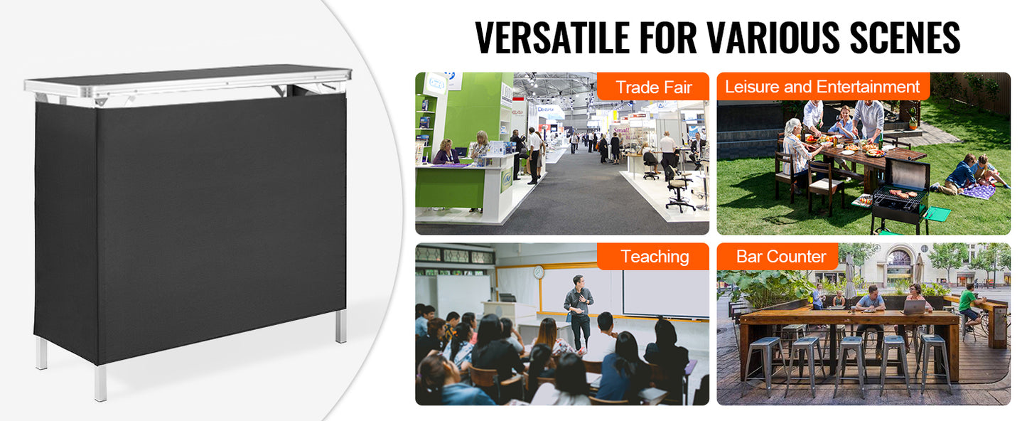 SucceBuy Portable Folding Bar Table | Trade Show Podium with Carrying Case