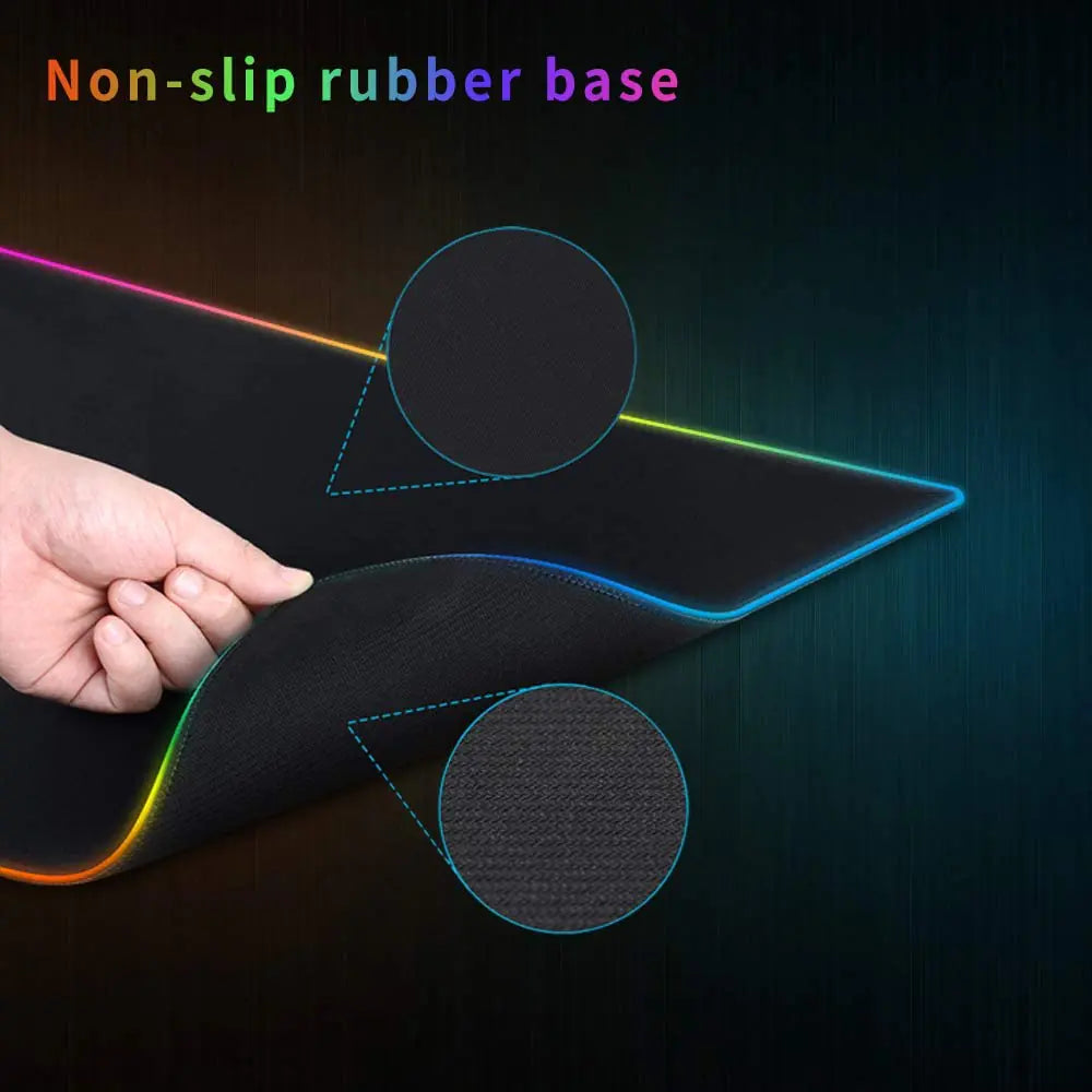 Waterproof R.E.D. Shopping gamer LED mouse pad with colorful lighting and smooth surface for computer gaming and work.