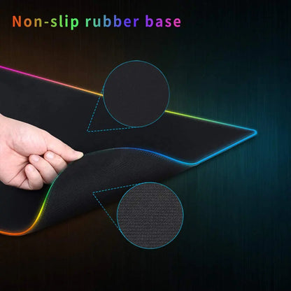 Waterproof R.E.D. Shopping gamer LED mouse pad with colorful lighting and smooth surface for computer gaming and work.