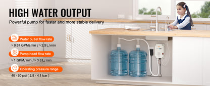 SucceBuy Electric Water Dispenser Pump — 2x5 Gallon Bottled Water, Double-Pipe Auto Dispensing