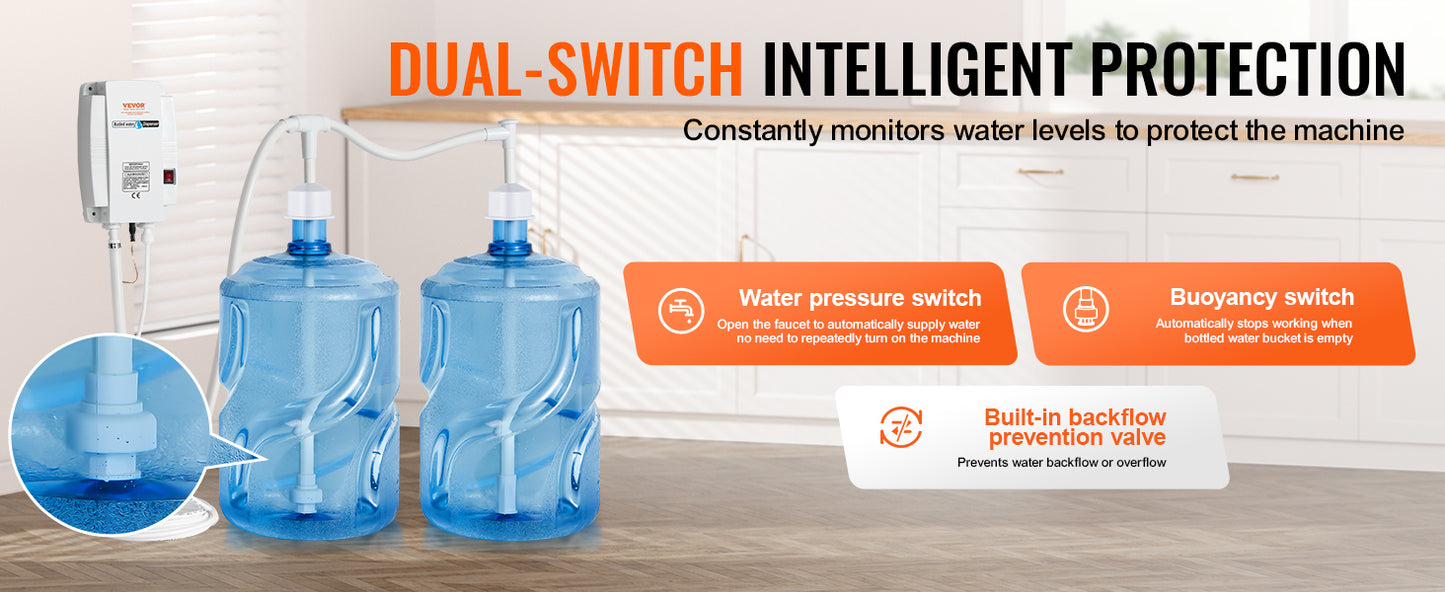 SucceBuy Electric Water Dispenser Pump — 2x5 Gallon Bottled Water, Double-Pipe Auto Dispensing