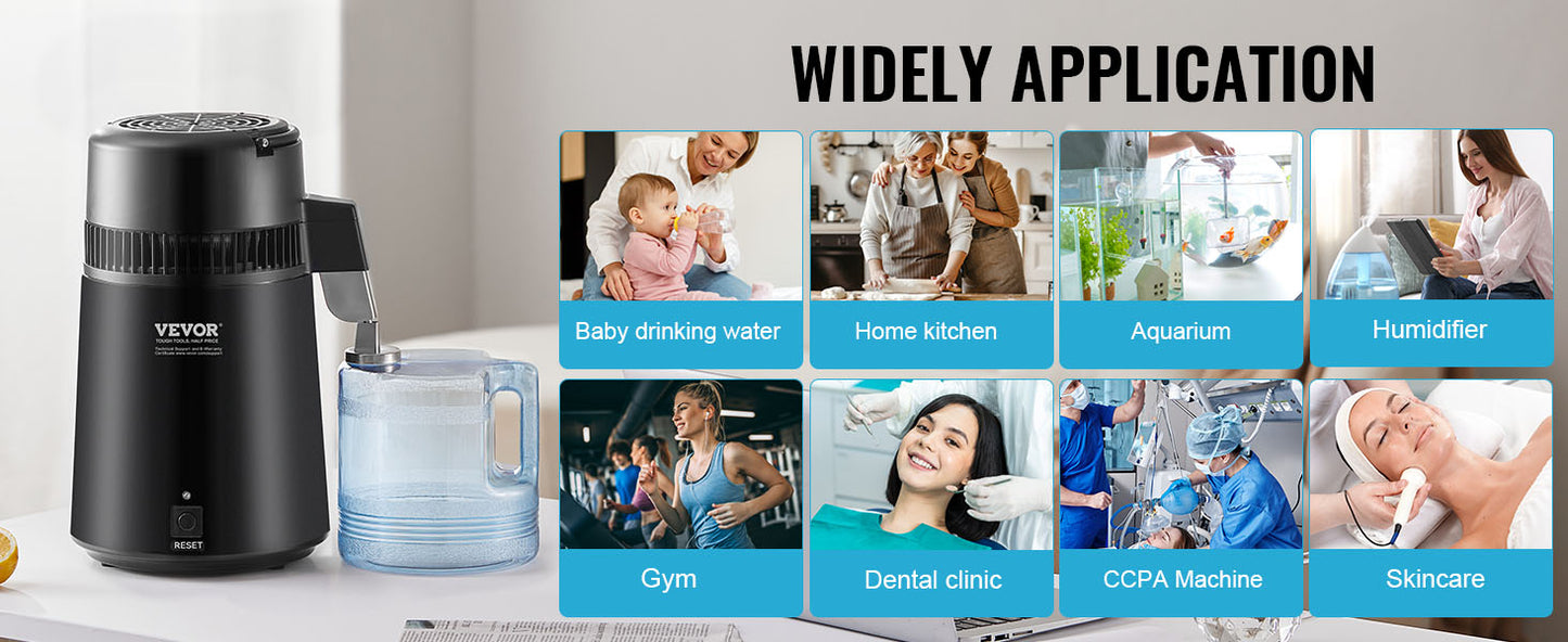 SucceBuy Water Distiller 4L | 750W Countertop Pure Water Purifier