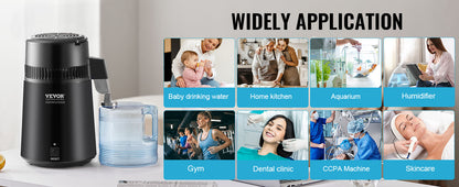 SucceBuy Water Distiller 4L | 750W Countertop Pure Water Purifier