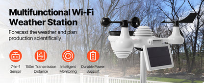 SucceBuy 7-in-1 Wi-Fi Weather Station – 7.5" Color Display + Solar Wireless Sensor