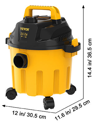 SucceBuy Wet Dry Vac 2.6 Gallon | 2.5 Peak HP | 3-in-1 Shop Vacuum with Blower