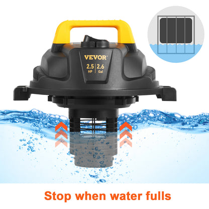 SucceBuy Wet Dry Vac 2.6 Gallon | 2.5 Peak HP | 3-in-1 Shop Vacuum with Blower