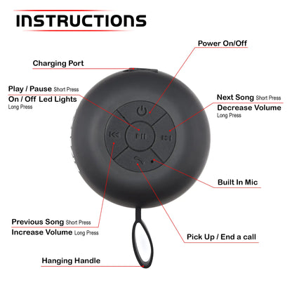 Wireless R.E.D. Shopping Bluetooth speaker with a sleek black design, compact and portable for high-quality audio.