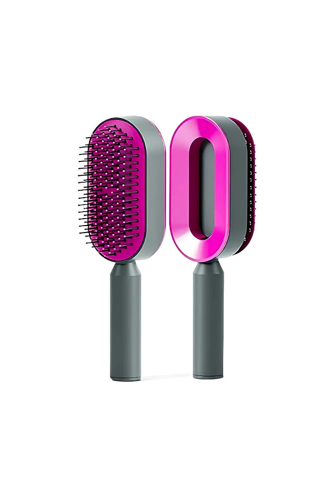 R.E.D. Shopping self-cleaning brush for pets with ergonomic handle and retractable bristles for easy grooming and cleaning.